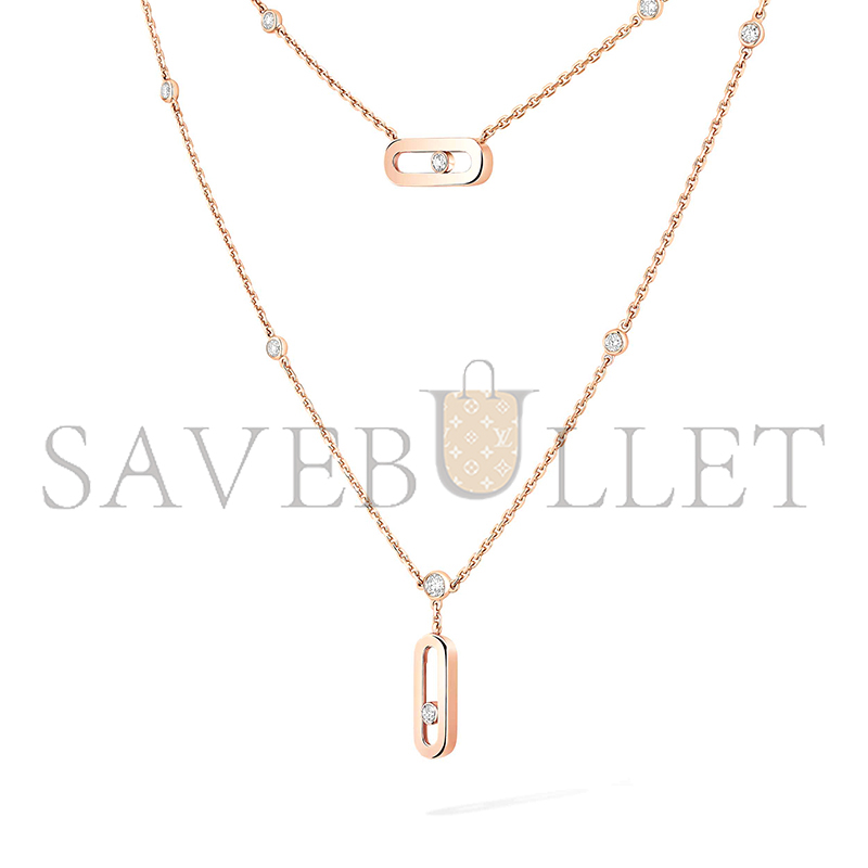 Mes1kaa move uno two-row necklace pink gold d1am0nd necklace 08852-pg